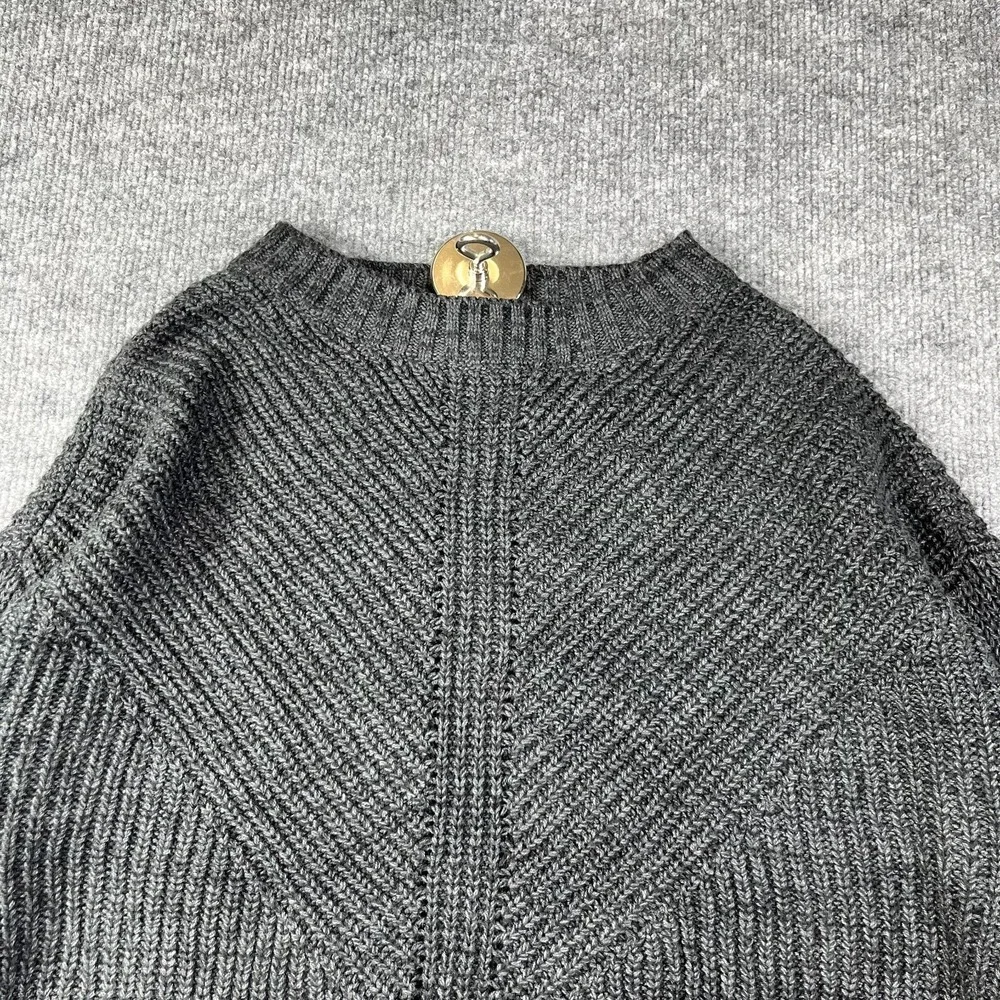 A.N.A Sweater Womens Medium Black Cotton Crew Neck Tight Knit Ribbed Warm Winter